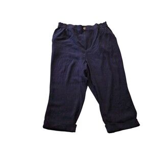 Halara XL Cropped Black Pants Pockets Zip Front Rayon Nylon Minimalist Staple